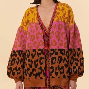 Farm Rio Colorful Leopards Cardigan Sweater 🐆